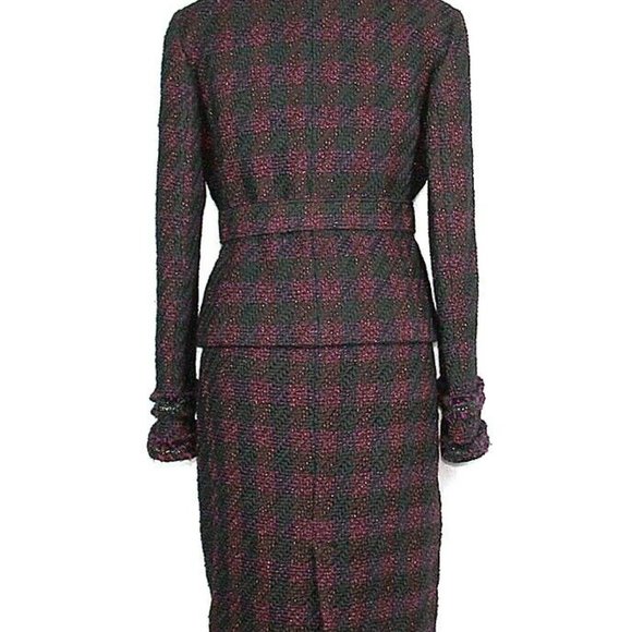 LES COPAINS GORGEOUS BLACK / PURPLE SUIT 90% WOOL SIZE 44 NEW MADE IN ITALY 122 - Picture 2 of 11